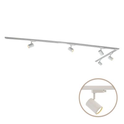 3M 1-faset skinnesystem hvid med L-connector + 5 Elena skinnespots