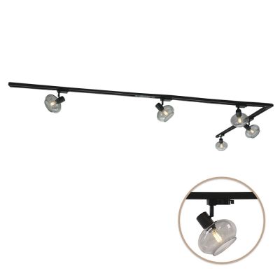 3M 1-faset skinnesystem sort med L-connector + 5 Skip skinnespots