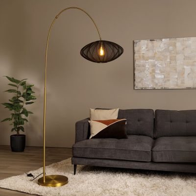 Sort gulv lampe modern, Corina, med brytare