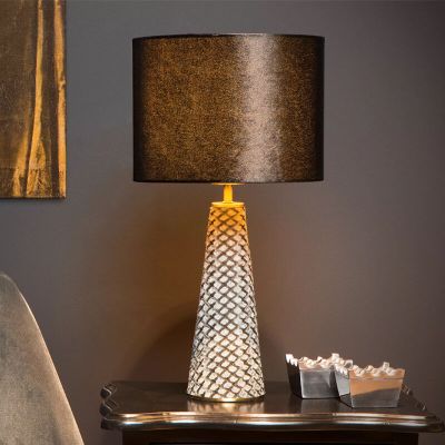 Grå bordlampe retro, Extravaganza Velvet, med brytare