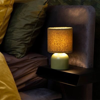 Grøn bordlampe vintage, Woolly, med brytare