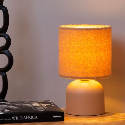 Gul bordlampe vintage, Woolly, med brytare