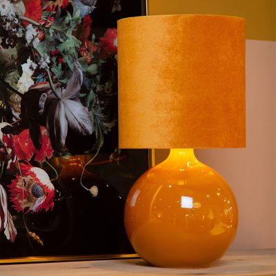 Gul bordlampe retro, Esterad, med brytare