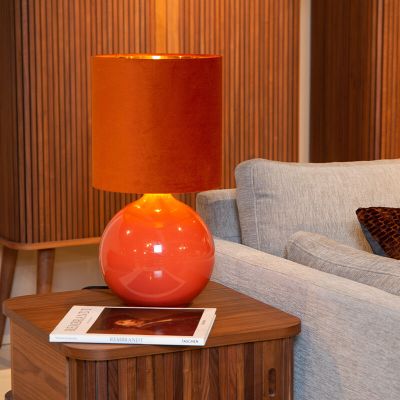 Orange bordlampe retro, Esterad, med brytare