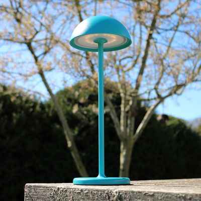 Blå udendørs bordlampe retro, Joy, 1,5W, 3000K LED, IP54, med beröringsdimmer