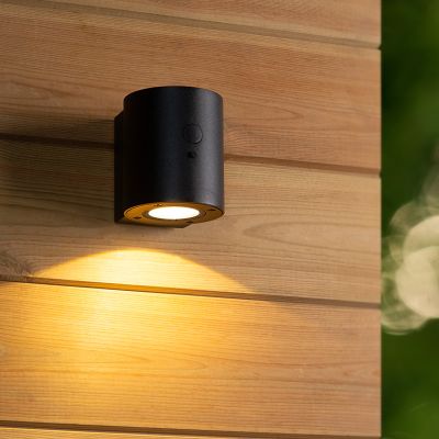 Sort udendørs væglampe solcelle modern, Perth, 1W, 2850K LED, IP65