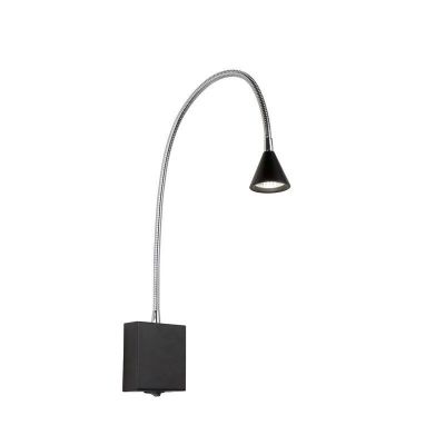 Sort væglampe modern, Buddy, 3W, 4000K LED, med brytare