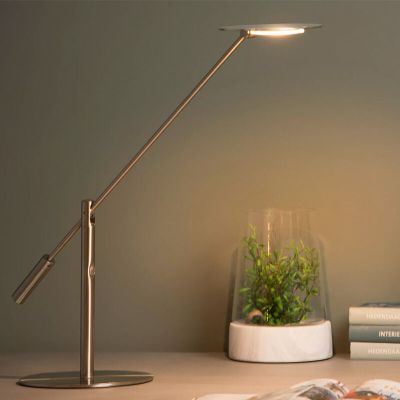 Krom skrivebordslampe modern, Anselmo, 9W, 3000K LED, med beröringsdimmer