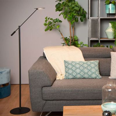 Sort læselampe gulv modern, Anselmo, 9W, 3000K LED