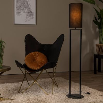 Sort gulv lampe rustik, Herman, med brytare