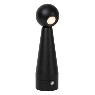 Sort genopladelige bordlampe modern, Ipsos, 3W, dim to warm LED, med beröringsdimmer