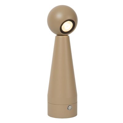 Taupe genopladelige bordlampe modern, Ipsos, 3W, dim to warm LED, med beröringsdimmer