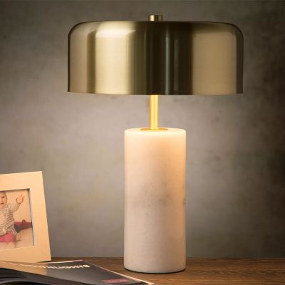 Marmor bordlampe guld, Mirasol, med brytare
