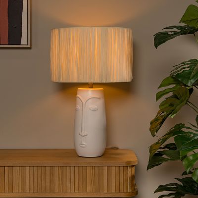 Keramik bordlampe hvid, Viso, med brytare