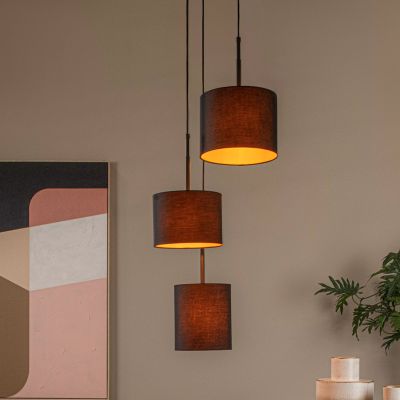 Sort pendler lampe rustik, Maya