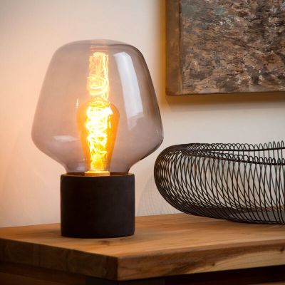 Beton bordlampe grå, Becky, med brytare