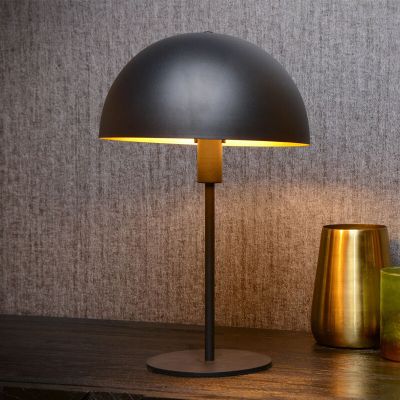 Sort bordlampe modern, Siemon, med brytare