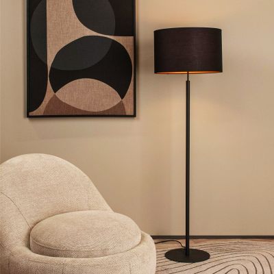 Sort gulv lampe rustik, Maya, med brytare