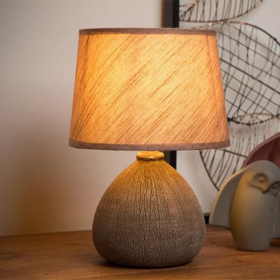 Keramik bordlampe brun, Ramzi, med brytare