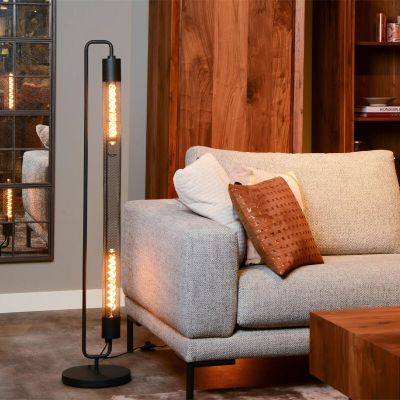 Sort gulv lampe modern, Calixt, med brytare