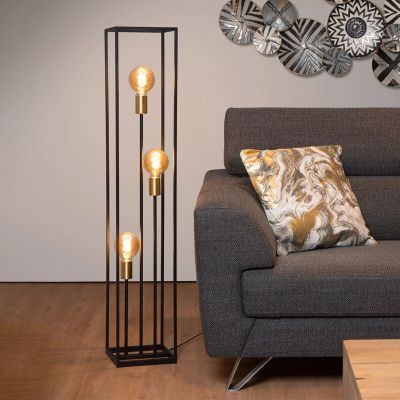 Guld gulv lampe modern, Ruben, med brytare