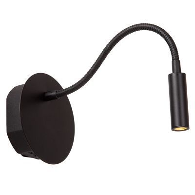Sort sengelampe modern, Jolijn, 2W, 3000K LED, med brytare