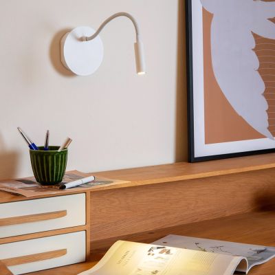 Hvid sengelampe modern, Jolijn, 2W, 3000K LED, med brytare