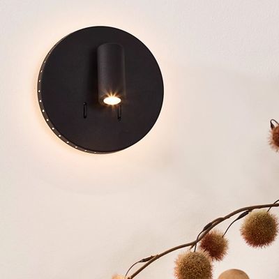 Sort væglampe modern, Bentjer, 6W, 3000K LED, med brytare