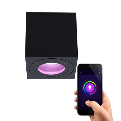 Modern smart loftlampe sort, Alion, IP44, 4,5W, RGBW