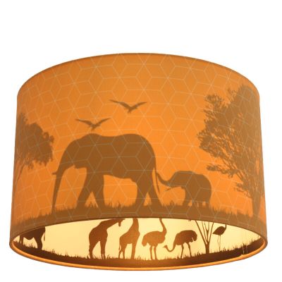 Stof loftlampe til børneværelse orange, Safari
