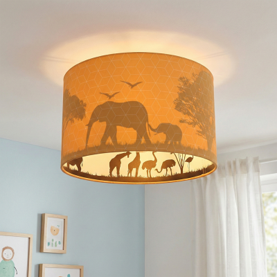 Stof loftlampe til børneværelse orange, Safari