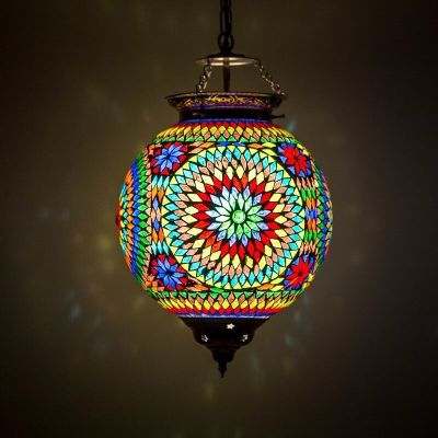 Multi-Farvet orientalsk pendler lampe mosaik, Aziza