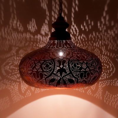 Kobber orientalsk pendler lampe filigran, Zina