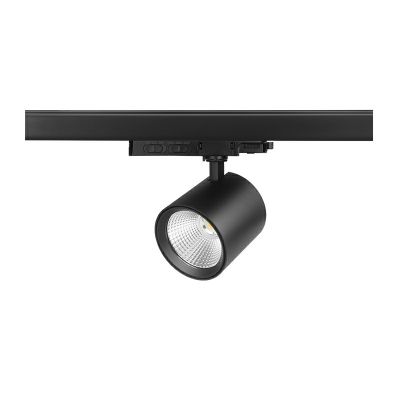 Sort 3-faset lampe på lyseskinne aluminium, Jeska, 10W/20W/30W, white switch LED