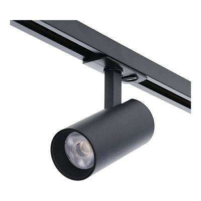 Sort 1-faset lampe på lyseskinne aluminium, Enno, 10W, white switch LED