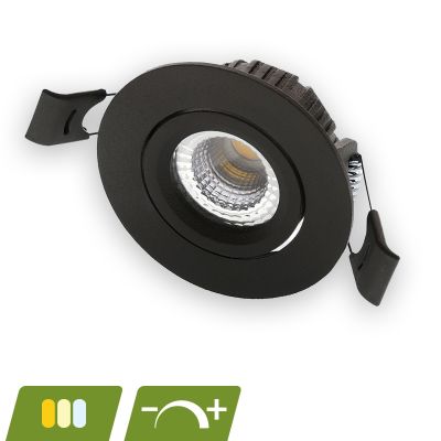 Sort mini indbygningsspot aluminium, Phyllis, 5W, white switch LED, IP65