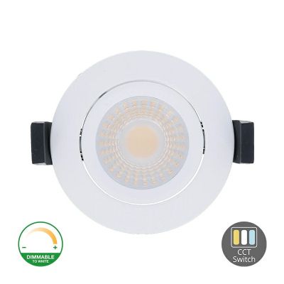 Hvid downlight aluminium, Maite, 7W, white switch LED, IP65