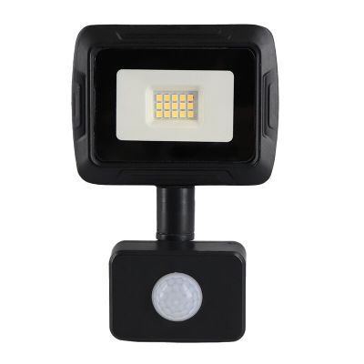 Sort projektør med sensor aluminium, Miro, 10W, 3000K LED, IP65