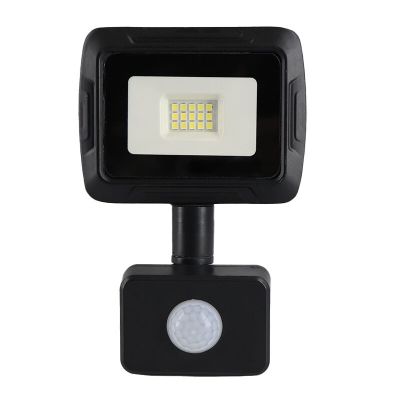 Sort projektør med sensor aluminium, Miro, 10W, 6000K LED, IP65