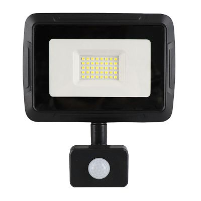 Sort projektør med sensor aluminium, Miro, 30W, 6000K LED, IP65
