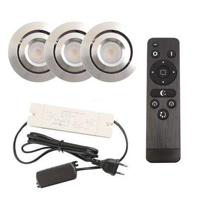 3 kipbar spots til udhæng Rona, IP44, med tilslutningssæt og fjernbetjening, krom