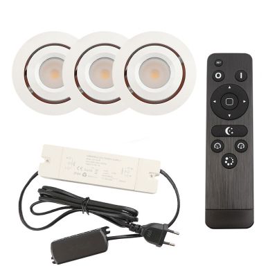 3 kipbar spots til udhæng Rona, IP44, med tilslutningssæt og fjernbetjening, hvid