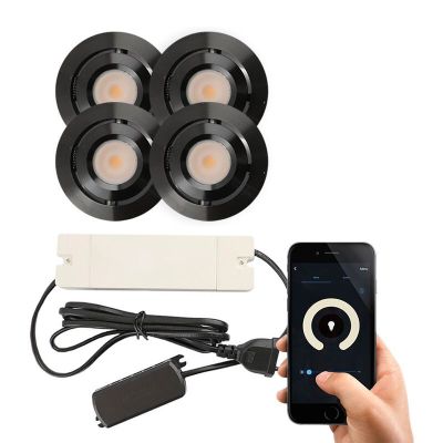 4 kipbar smart spots til udhæng Rona, IP44, med tilslutningssæt, sort