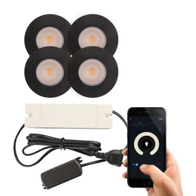 4 sorte smart spot til udhæng Dico, IP65 med tilslutningssæt