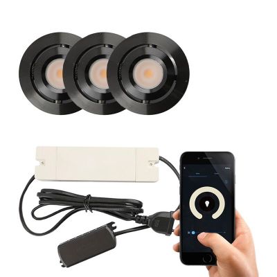 3 kipbar smart spots til udhæng Rona, IP44, med tilslutningssæt, sort