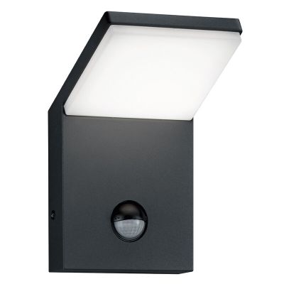 Antracit udendørs væglampe med bevægelsessensor modern, Solana, 9W, 3000K LED, IP54