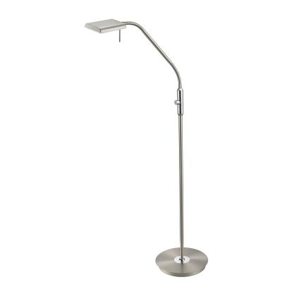 Nikkel gulv lampe modern, Robin, 12W, 3000K LED, med beröringsdimmer