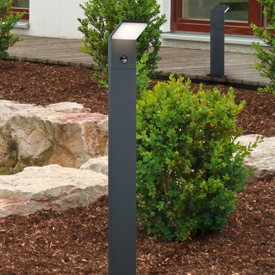 Antracit udendørslampe gulvlampe med bevægelsessensor modern, Solana, 9W, 3000K LED, IP54