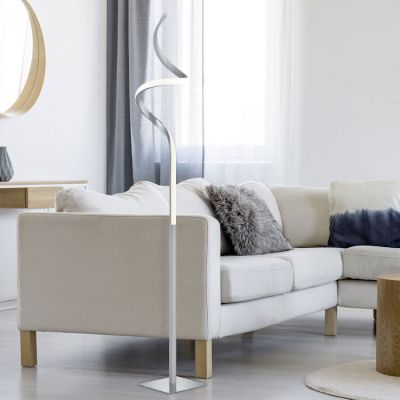 Nikkel gulv lampe modern, Aby, 11W, 3000K LED, med beröringsdimmer