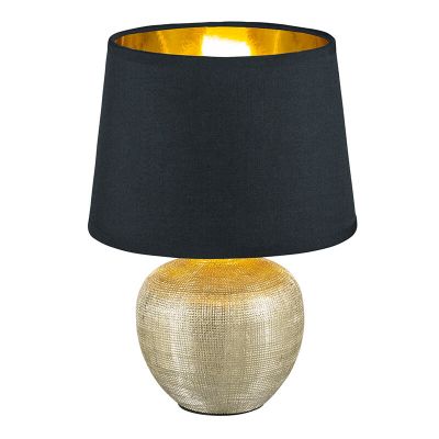 Keramik bordlampe guld, Yet, med brytare